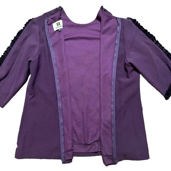 Elenore Blouse Women's Small Vintage 90s Ruffle Trim Raglan Purple Elegant Top - Picture 2 of 8